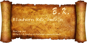 Blauhorn Kálmán névjegykártya